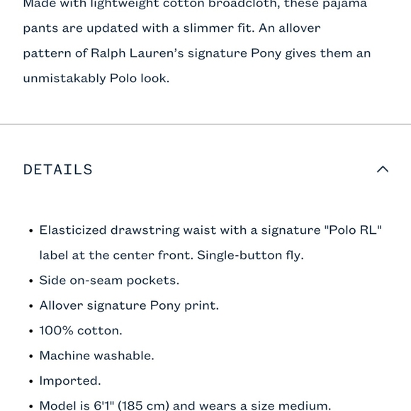 SOLD!!! $55 Mens Ralph Lauren Polo Signature Pony Pajama Pants Sz Med. - Picture 3 of 10